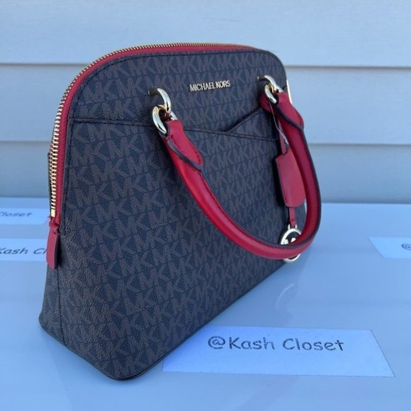 Michael Kors MK Jet Set Medium Logo Dome Satchel - Flame - Picture 5 of 11